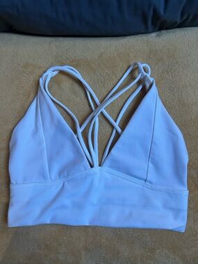 Til You Collapse White Strappy Sports Bralette